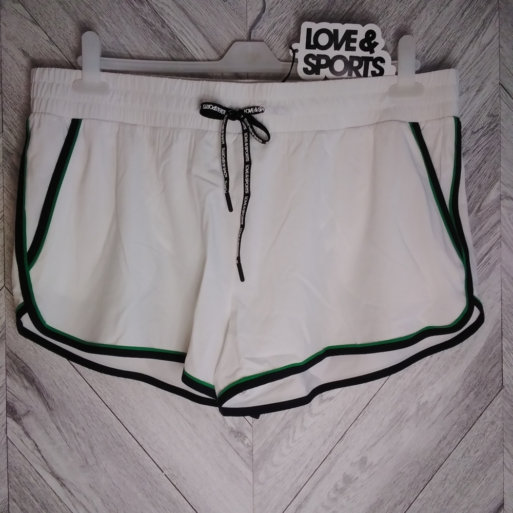 Love&Sports Women's Vintage-Inspired Piped Running Shorts Sz:XXL(20) Artic White